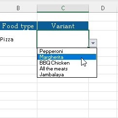Dropdown based on other cell Step 6a 1