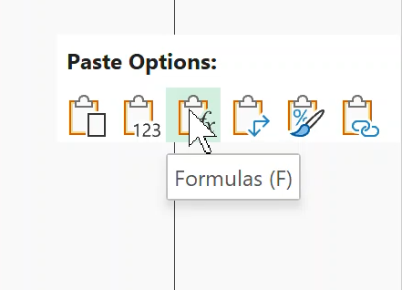 Paste Options Formula Step 2